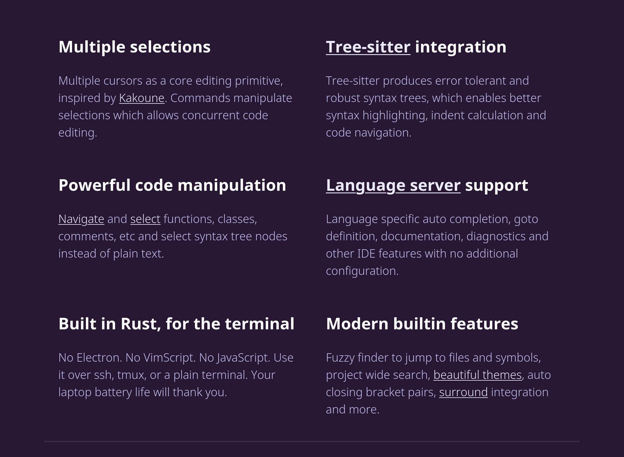 How is Helix different from Vim?